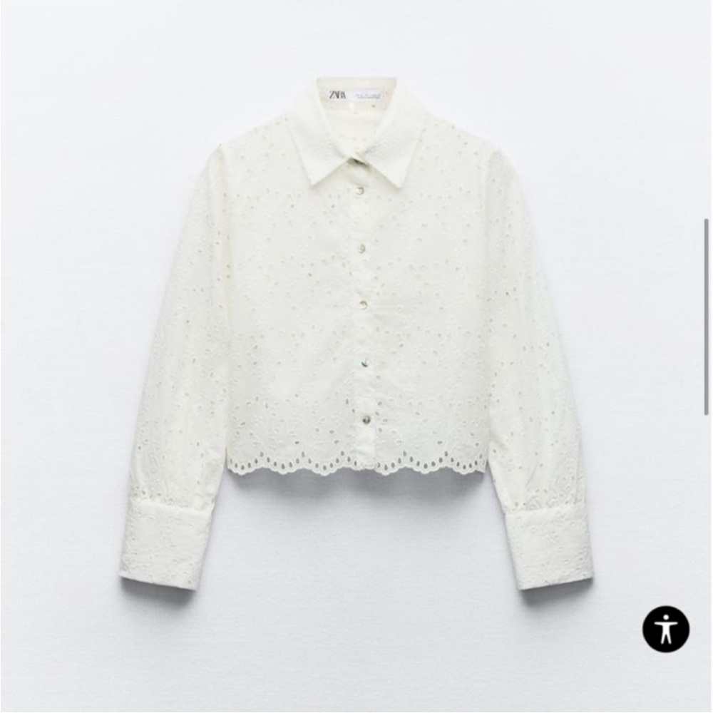NWT ZARA EMBROIDERED EYELET CROP SHIRT - WHITE BUTTON DOW TOP SIZE M
Firm price - Picture 5 of 11